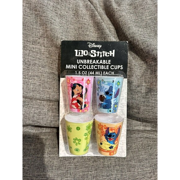 Disney Lilo And Stitch Collectible Mini Cups Unbreakable Set Of 4 - Picture 1 of 2